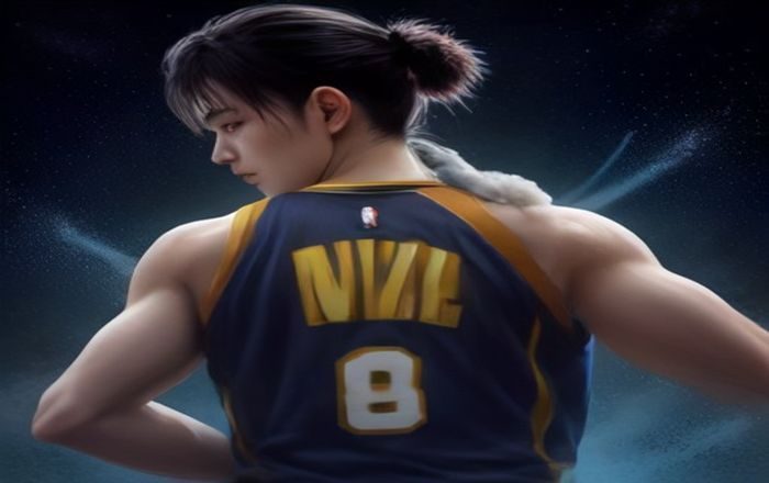 NBA球员特写，汗水在灯光下闪光，专注眼神凝视前方，篮球场地板反光，乐鱼体育资讯中心运动员专访
